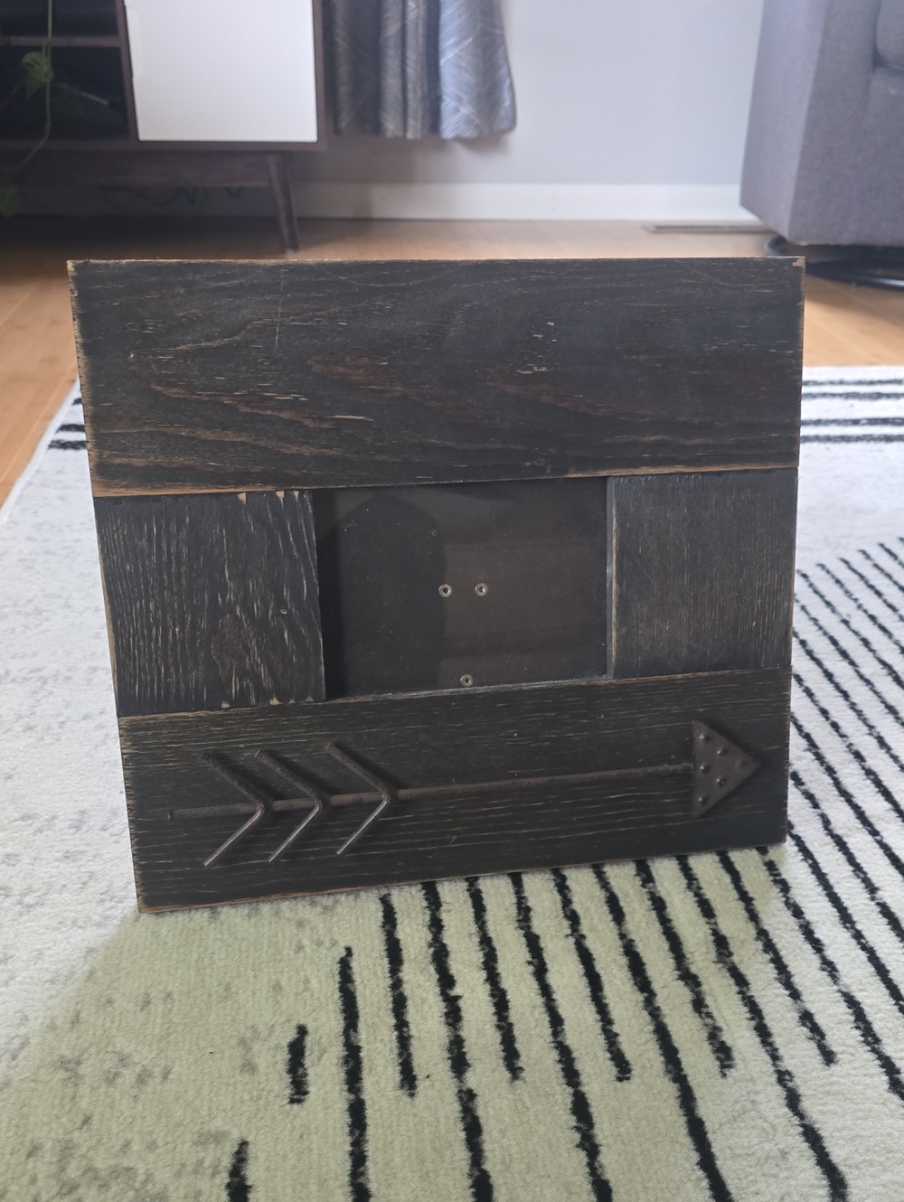 Rustic Dark Wood Arrow Picture Frame - Home Accents